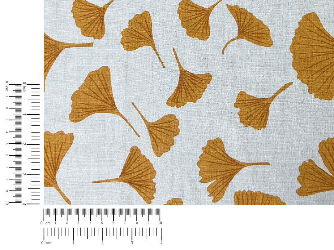 Morning Calm Ginkgo Print – Soft & Wrinkle-Resistant Ramie Blend Fabric 8336 8437