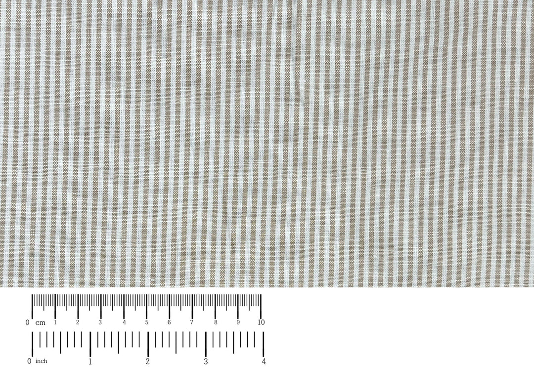 Linen Cotton Blend Fabric – Classic Beige Hickory Stripe 8401