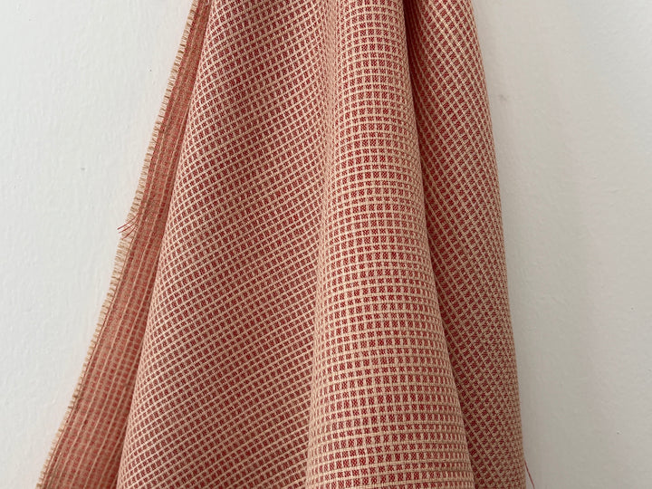 Terracotta Micro Check Linen Blend Fabric | Medium Weight | 42"