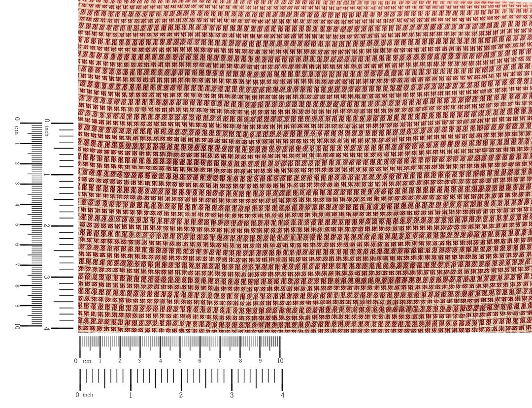 Terracotta Micro Check Linen Blend Fabric | Medium Weight | 42"