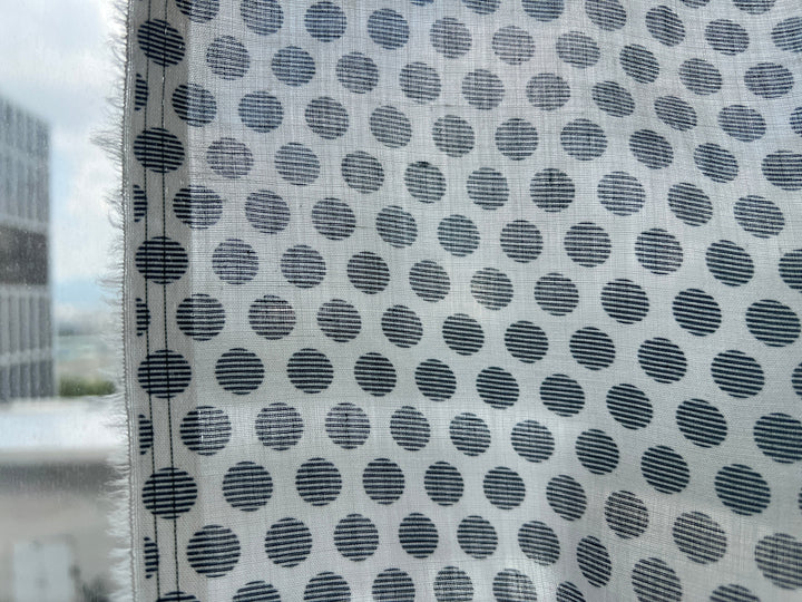 100% Ramie Fabric with Micro-Stripe Polka Dot Print, Lightweight 4776 8456 8457 8458