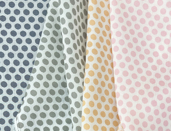 100% Ramie Fabric with Micro-Stripe Polka Dot Print, Lightweight 4776 8456 8457 8458