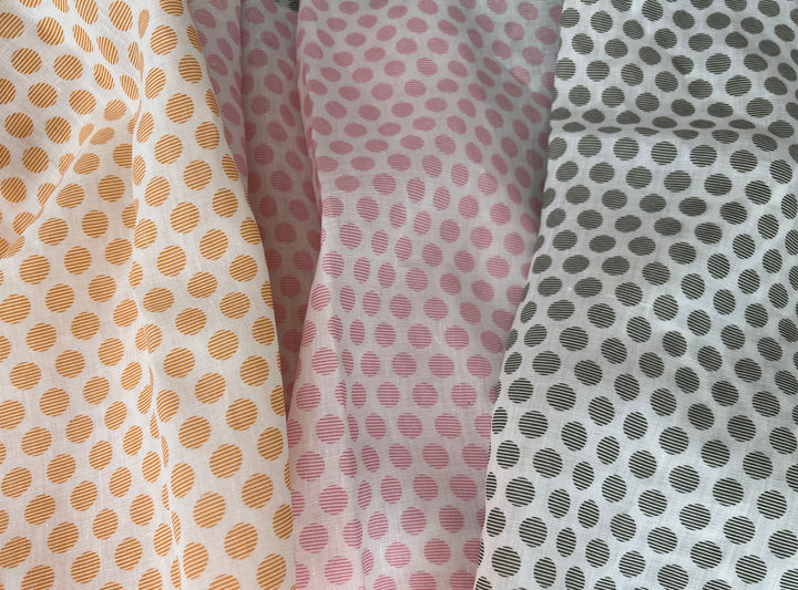 100% Ramie Fabric with Micro-Stripe Polka Dot Print, Lightweight 4776 8456 8457 8458