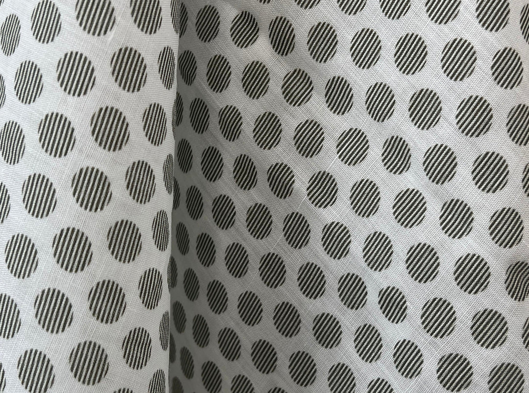 100% Ramie Fabric with Micro-Stripe Polka Dot Print, Lightweight 4776 8456 8457 8458