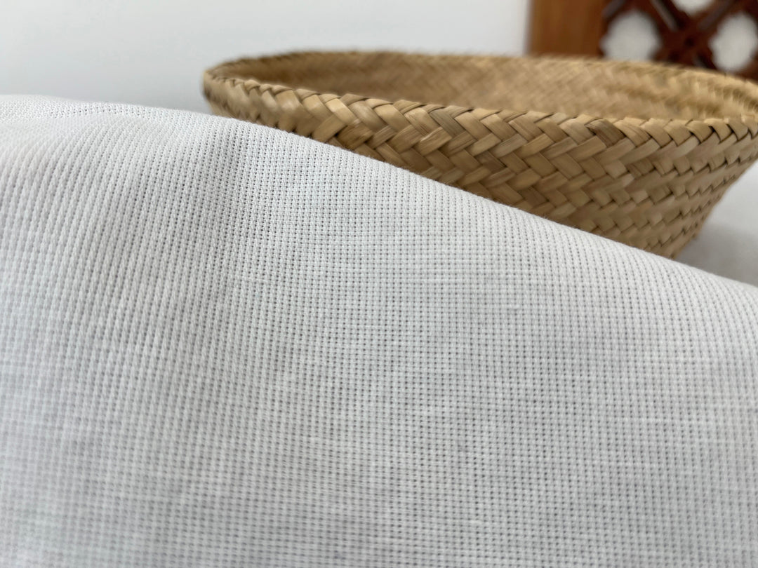 Subtle Textured Linen Cotton Fabric | Bleached Off-White | 52" 8260