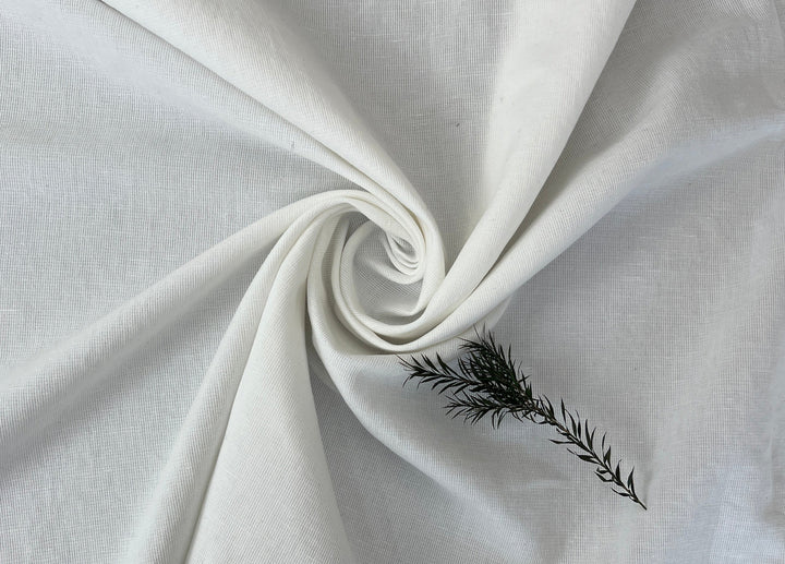 Subtle Textured Linen Cotton Fabric | Bleached Off-White | 52" 8260