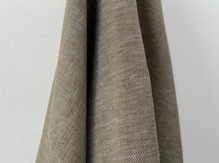 Two-Tone Linen Cotton Twill Fabric 3964 | Khaki Heather | Medium Weight | 52"