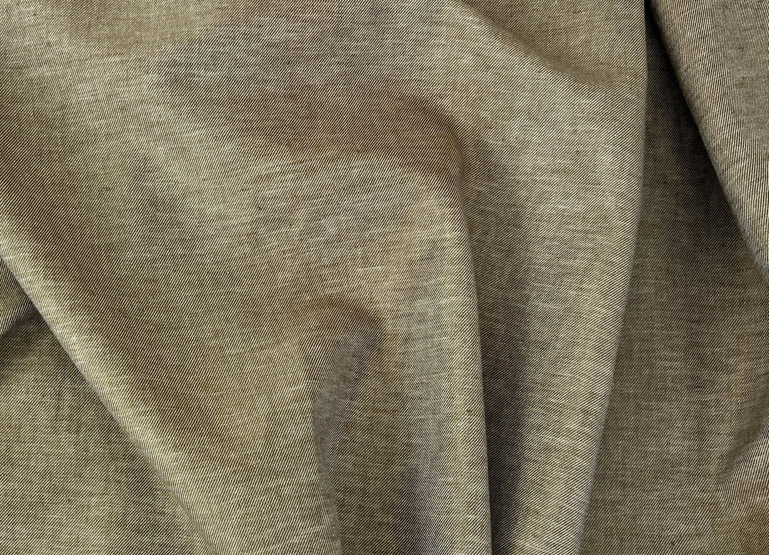Two-Tone Linen Cotton Twill Fabric 3964 | Khaki Heather | Medium Weight | 52"
