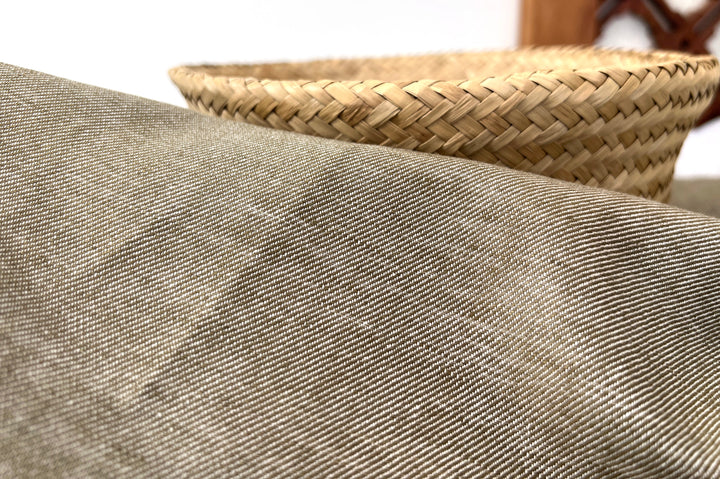 Two-Tone Linen Cotton Twill Fabric 3964 | Khaki Heather | Medium Weight | 52"