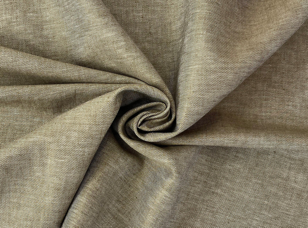 Two-Tone Linen Cotton Twill Fabric 3964 | Khaki Heather | Medium Weight | 52"