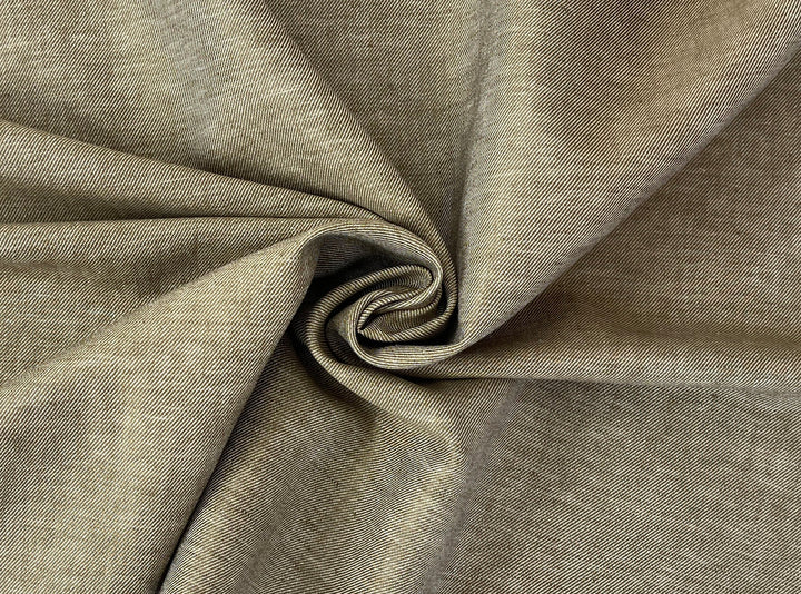 Two-Tone Linen Cotton Twill Fabric 3964 | Khaki Heather | Medium Weight | 52"