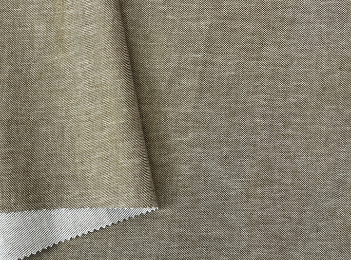 Two-Tone Linen Cotton Twill Fabric 3964 | Khaki Heather | Medium Weight | 52"