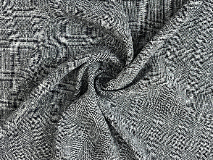 High Twisted Linen Polyester Glen Check Fabric (6068)