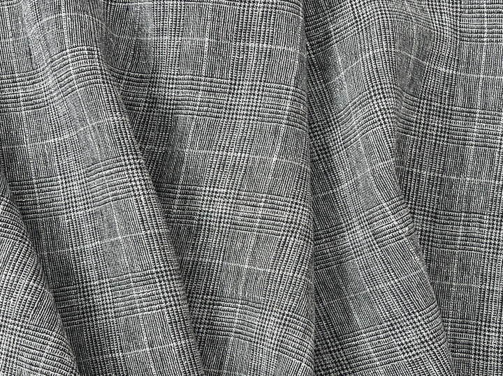 High Twisted Linen Polyester Glen Check Fabric (6068)