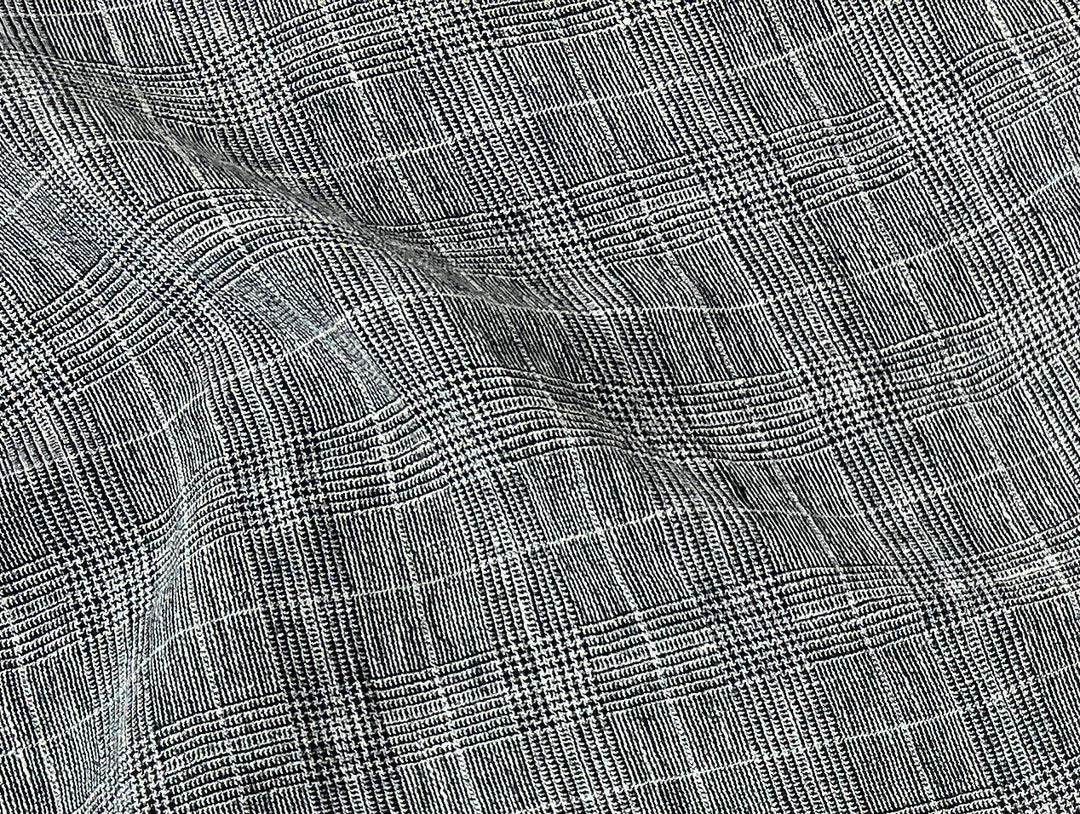 High Twisted Linen Polyester Glen Check Fabric (6068)
