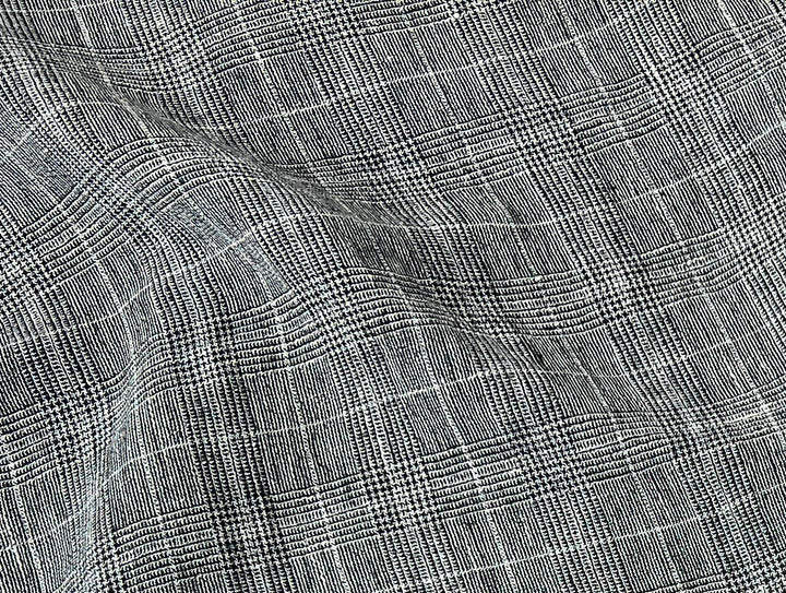 High Twisted Linen Polyester Glen Check Fabric (6068)