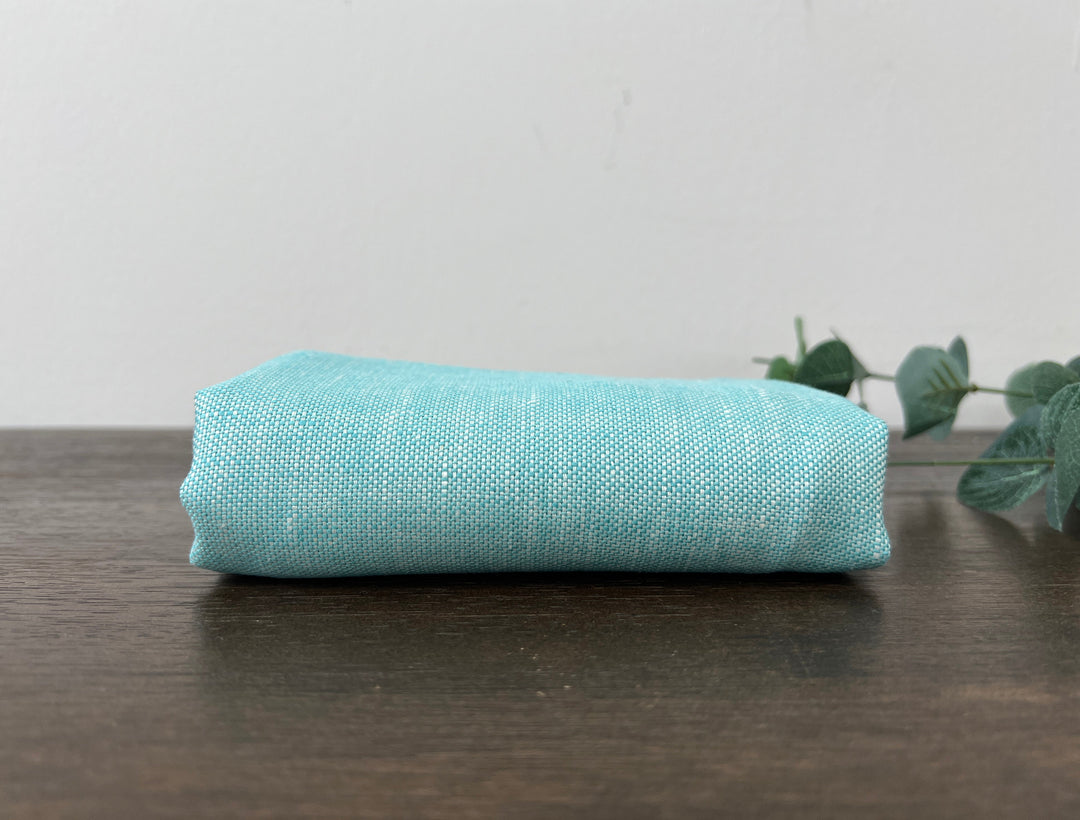 Aqua Blue 100% Linen Fabric | Basketweave Heavyweight | 44''