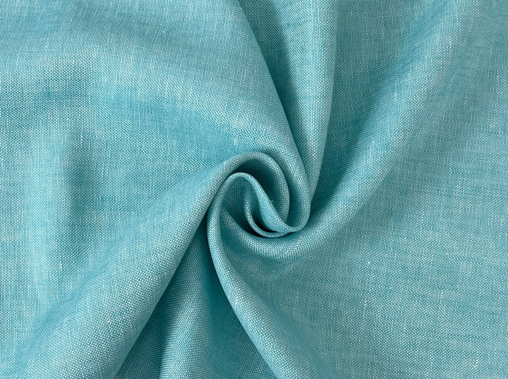 Aqua Blue 100% Linen Fabric | Basketweave Heavyweight | 44''