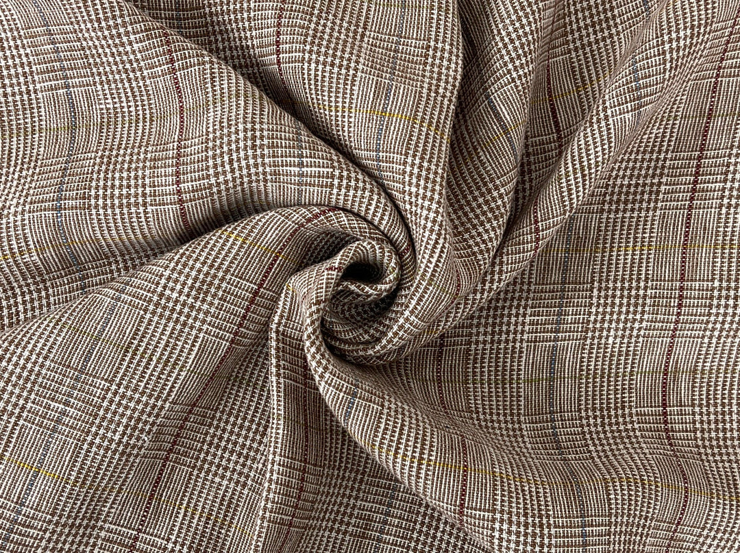 Heavyweight 100% Linen Glen Plaid Fabric | Pre-Washed Soft Hand | Heavy Weight 7552 7553