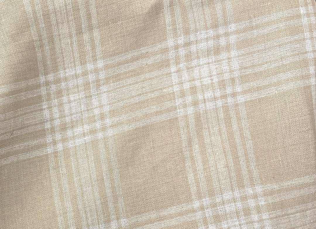 Natural Plaid Double-Face Linen Fabric | Reversible Solid Back | 52" 6264