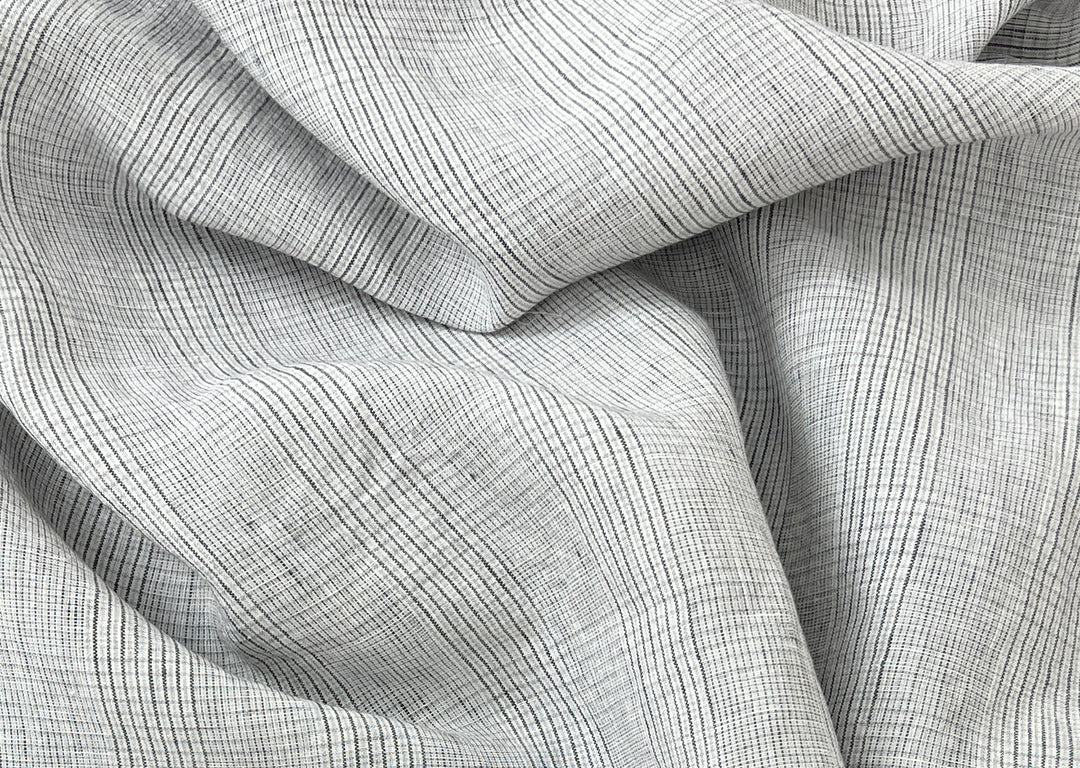 Grey Houndstooth Glen Plaid Linen Fabric – 100% Linen 8046 8500