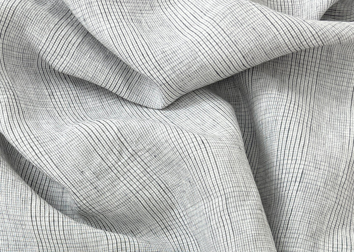 Grey Houndstooth Glen Plaid Linen Fabric – 100% Linen 8046 8500