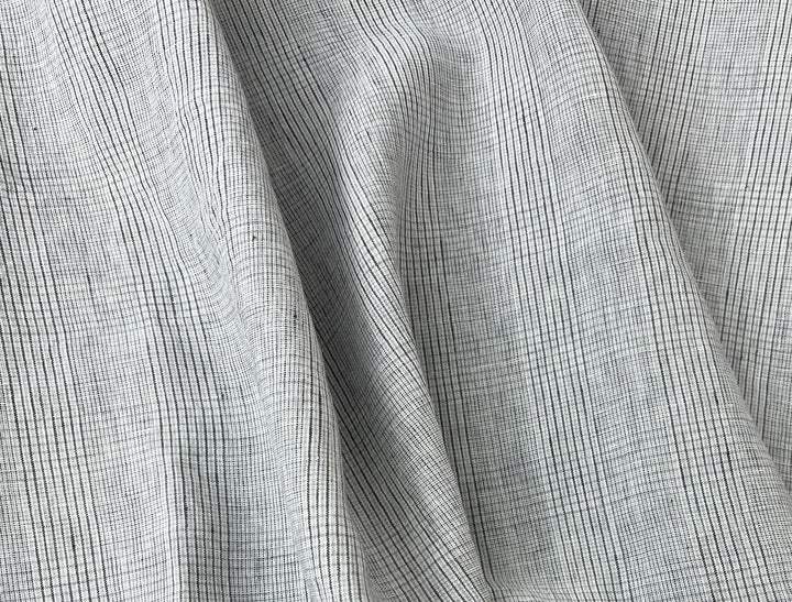 Grey Houndstooth Glen Plaid Linen Fabric – 100% Linen 8046 8500