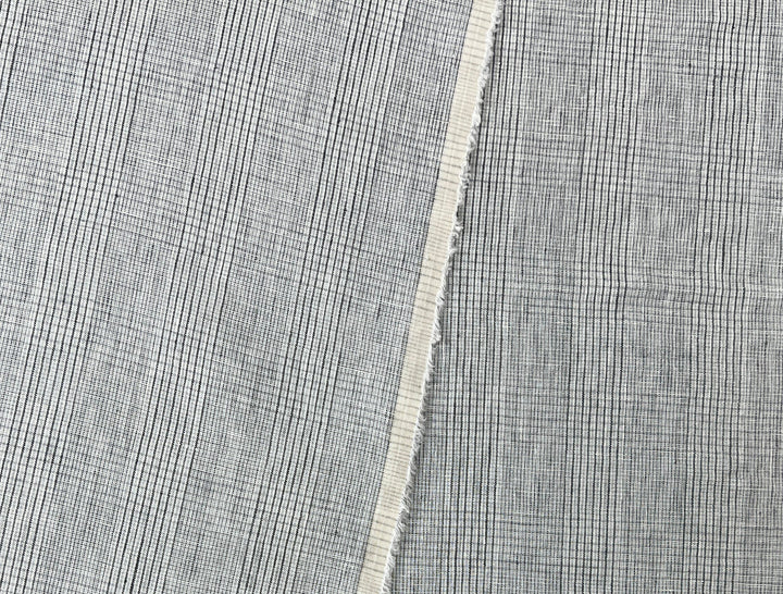 Grey Houndstooth Glen Plaid Linen Fabric – 100% Linen 8046 8500