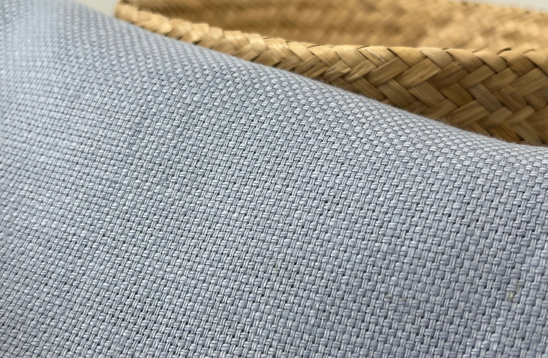 Pale Slate Blue Heavyweight 100% Linen Fabric | Basketweave | 44"