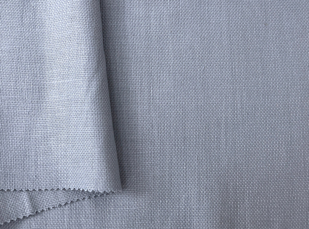 Pale Slate Blue Heavyweight 100% Linen Fabric | Basketweave | 44"