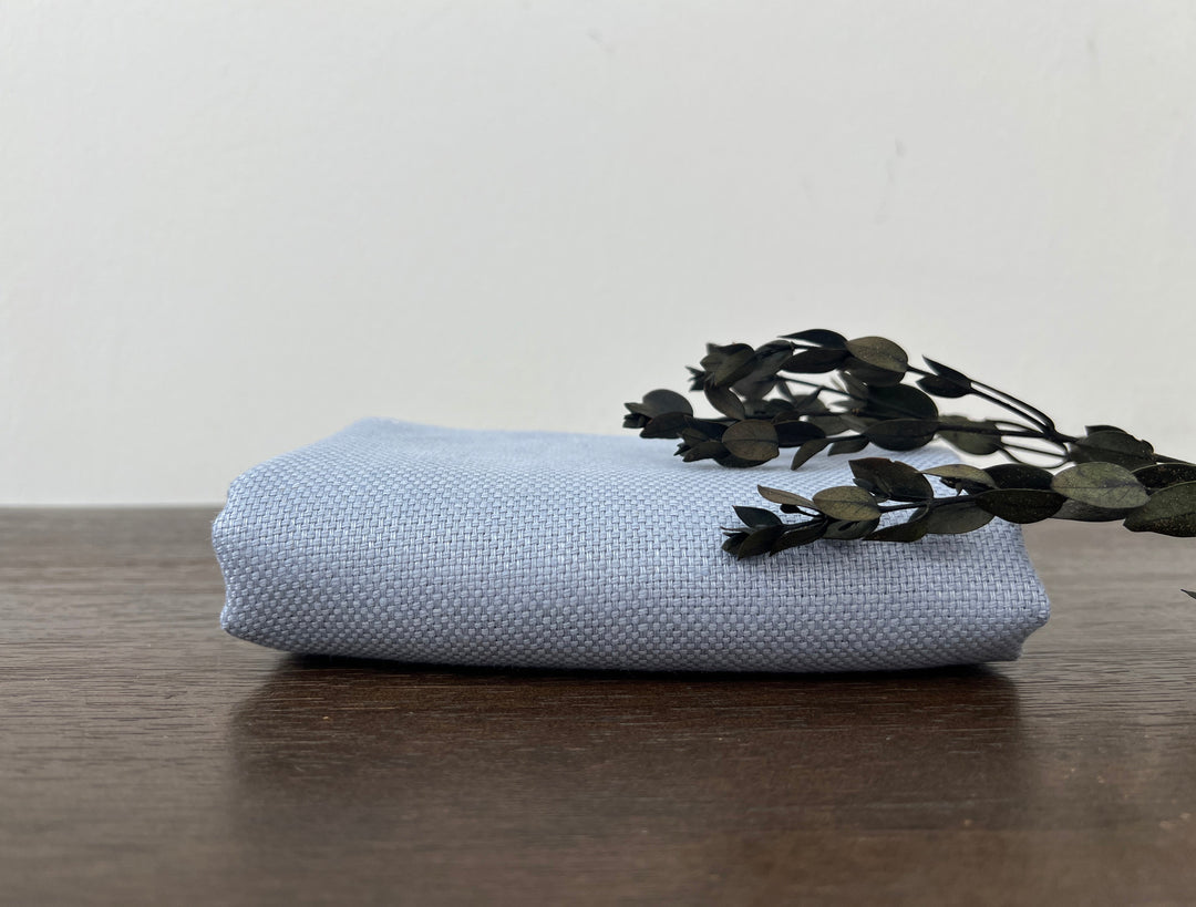 Pale Slate Blue Heavyweight 100% Linen Fabric | Basketweave | 44"