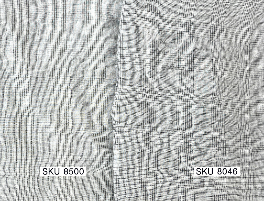 Grey Houndstooth Glen Plaid Linen Fabric – 100% Linen 8046 8500