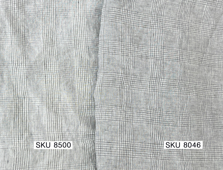 Grey Houndstooth Glen Plaid Linen Fabric – 100% Linen 8046 8500