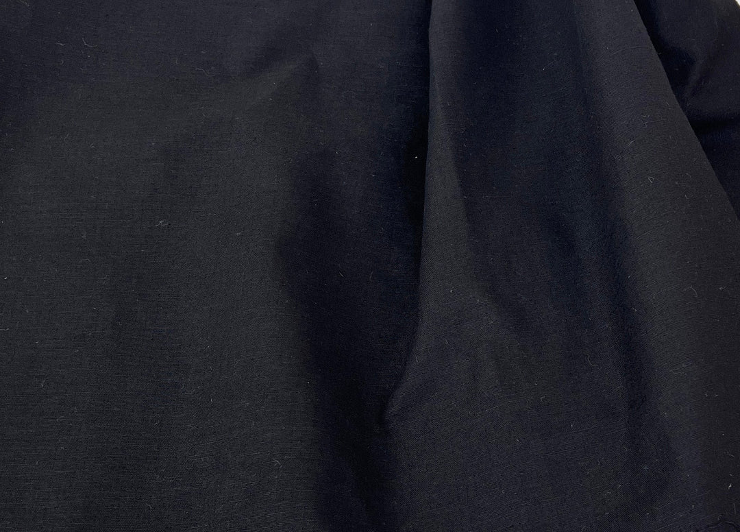 Black Double-Face Linen Cotton Blend Fabric | Medium-Heavy Weight | Subtle Stretch 6084