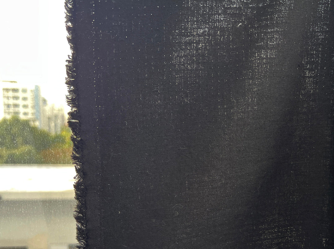 Black Double-Face Linen Cotton Blend Fabric | Medium-Heavy Weight | Subtle Stretch 6084