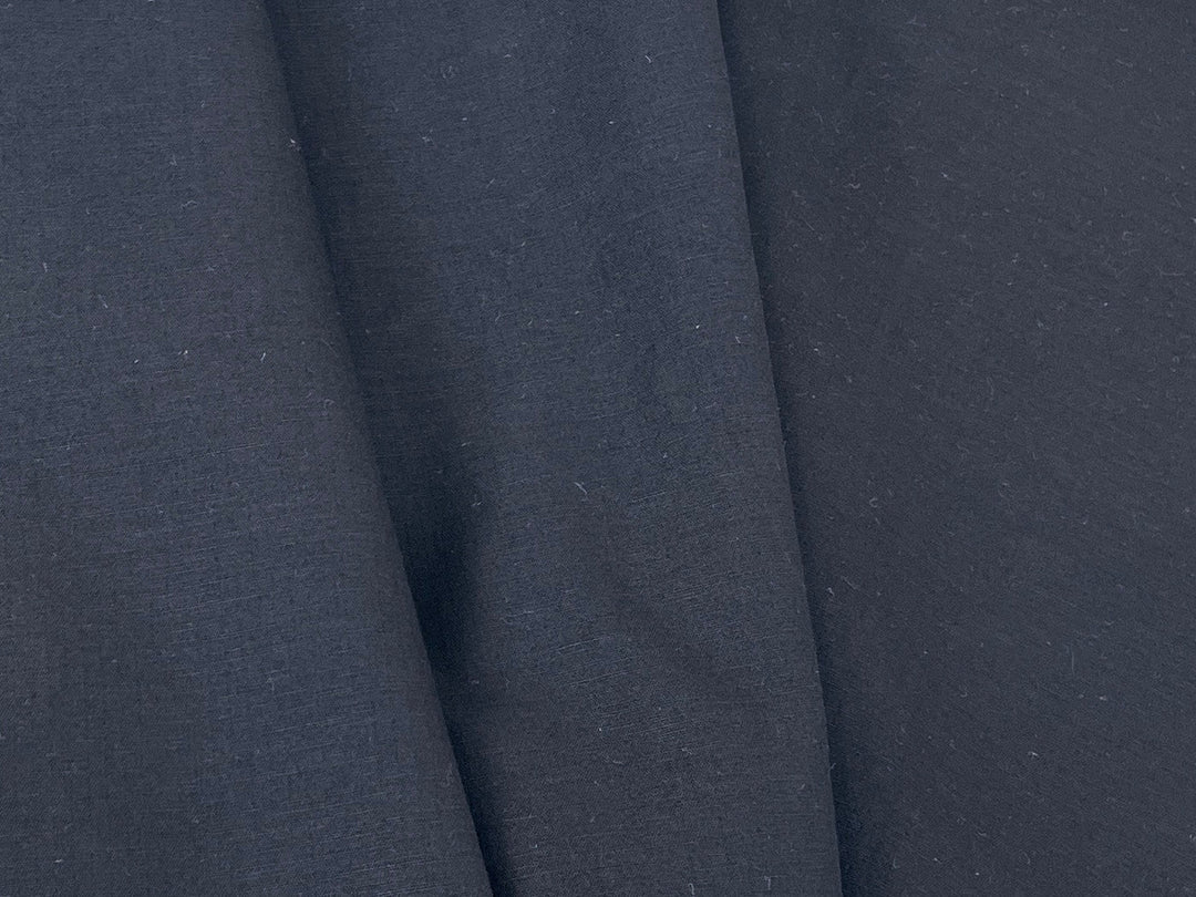 Black Double-Face Linen Cotton Blend Fabric | Medium-Heavy Weight | Subtle Stretch 6084