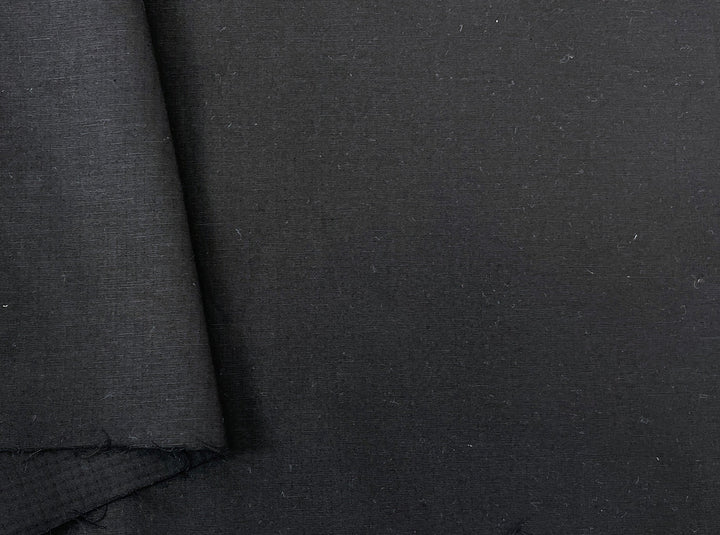Black Double-Face Linen Cotton Blend Fabric | Medium-Heavy Weight | Subtle Stretch 6084