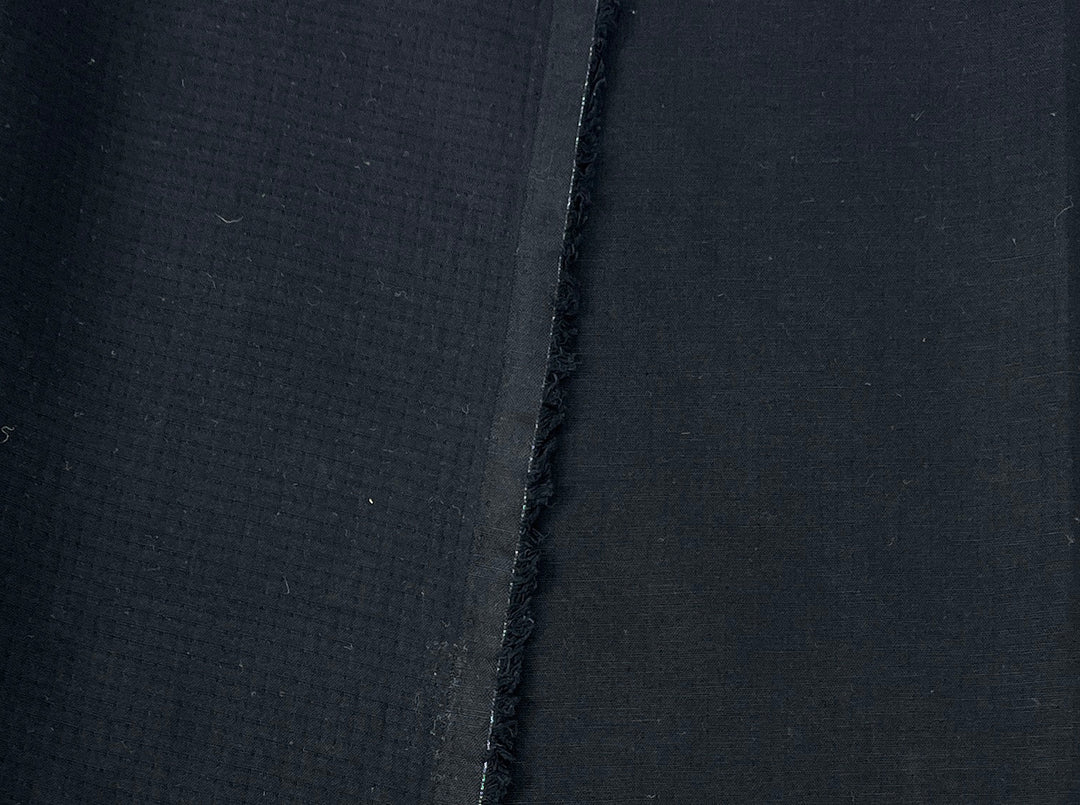 Black Double-Face Linen Cotton Blend Fabric | Medium-Heavy Weight | Subtle Stretch 6084