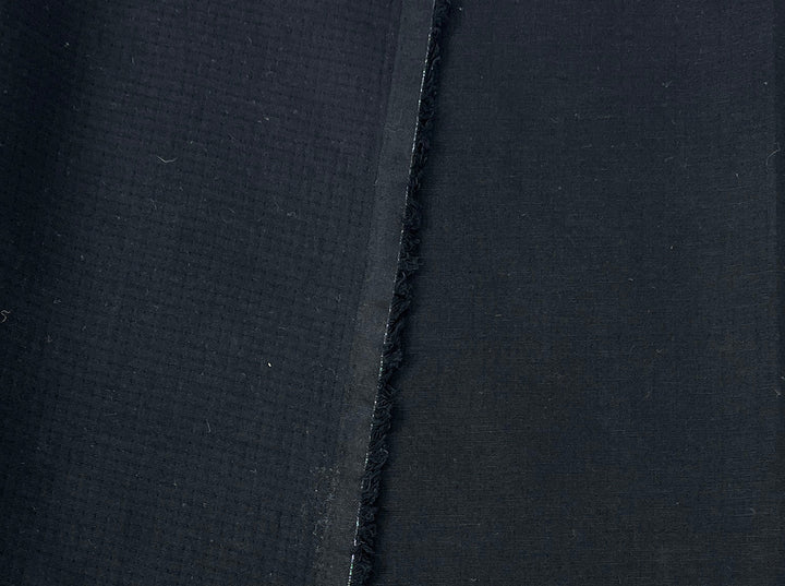 Black Double-Face Linen Cotton Blend Fabric | Medium-Heavy Weight | Subtle Stretch 6084