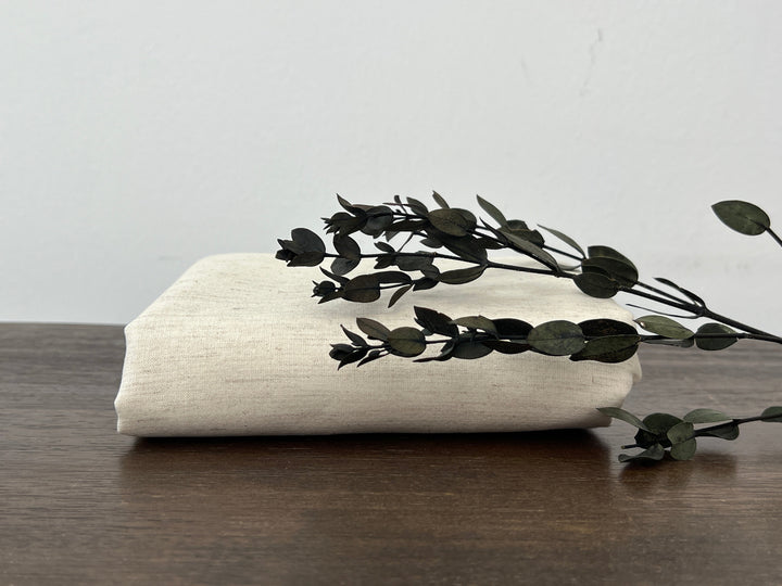 Natural Ivory Double-Face Linen Cotton Fabric | Plain Weave Face & Canvas Back | 320g | 42"   146