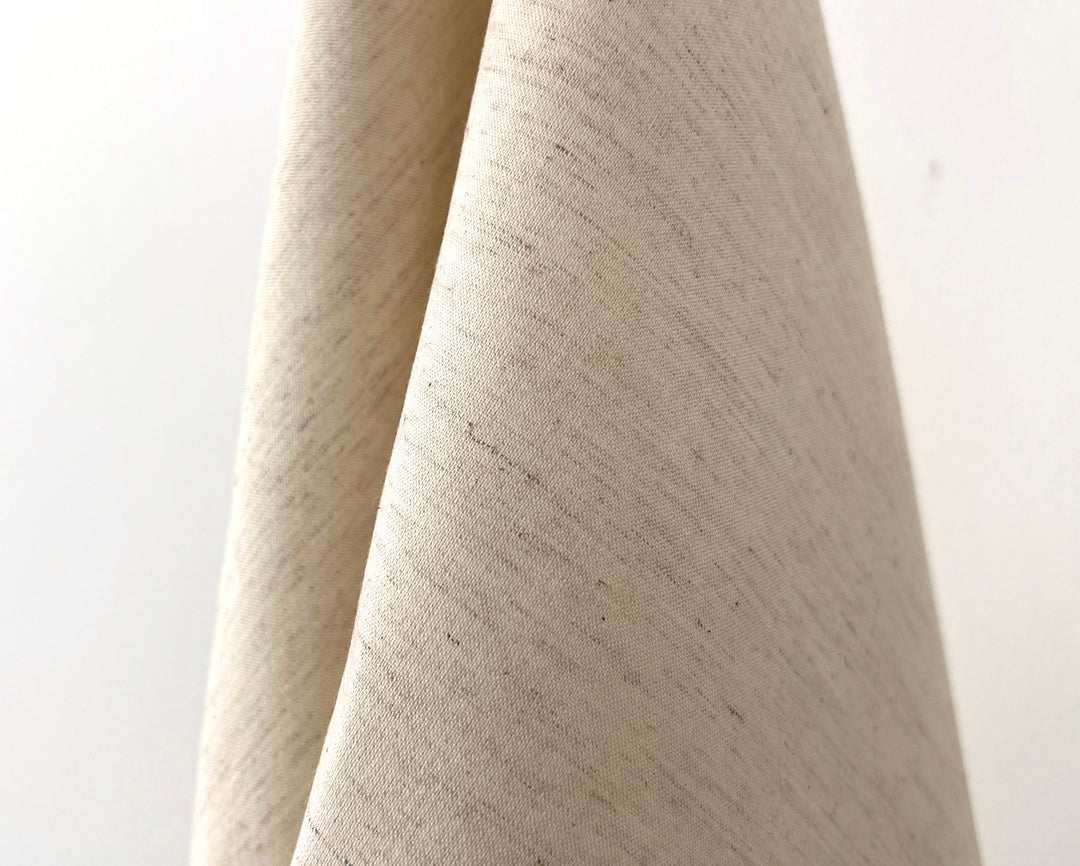 Natural Ivory Double-Face Linen Cotton Fabric | Plain Weave Face & Canvas Back | 320g | 42"   146