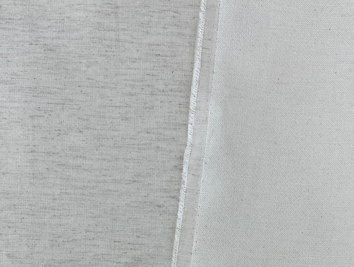 Natural Ivory Double-Face Linen Cotton Fabric | Plain Weave Face & Canvas Back | 320g | 42"   146