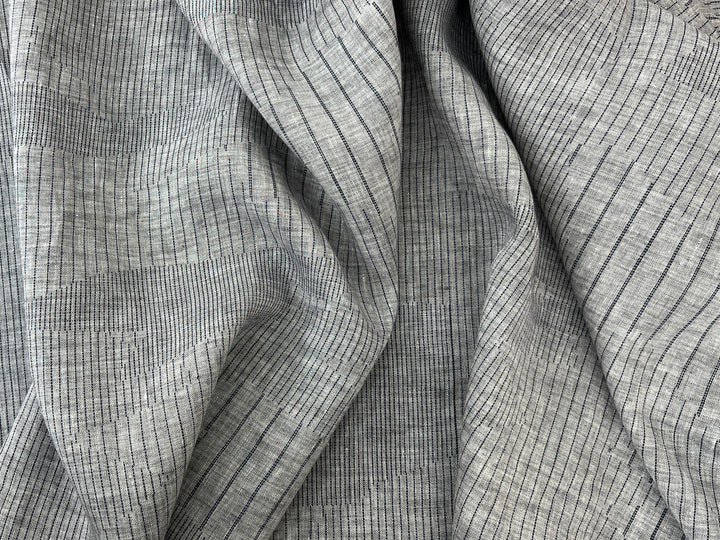 100% Linen Chambray Fabric | Segmented Stripe Print | Light Weight 4088