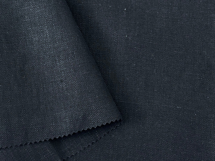 100% Linen Twill Black Fabric | Medium-to-Heavyweight | 52''  7907