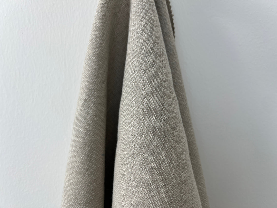 Linen Blend Fabric | Micro Herringbone Twill | Medium Weight | 51"
