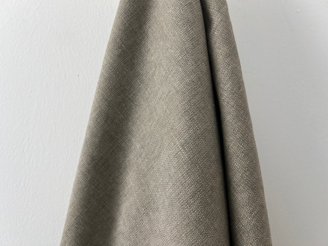Linen Blend Fabric | Micro Herringbone Twill | Medium Weight | 51"