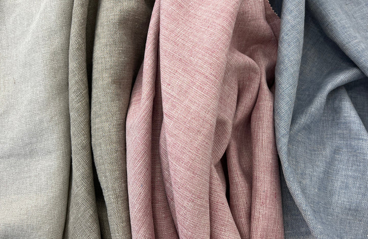 Linen Blend Fabric | Micro Herringbone Twill | Medium Weight | 51"