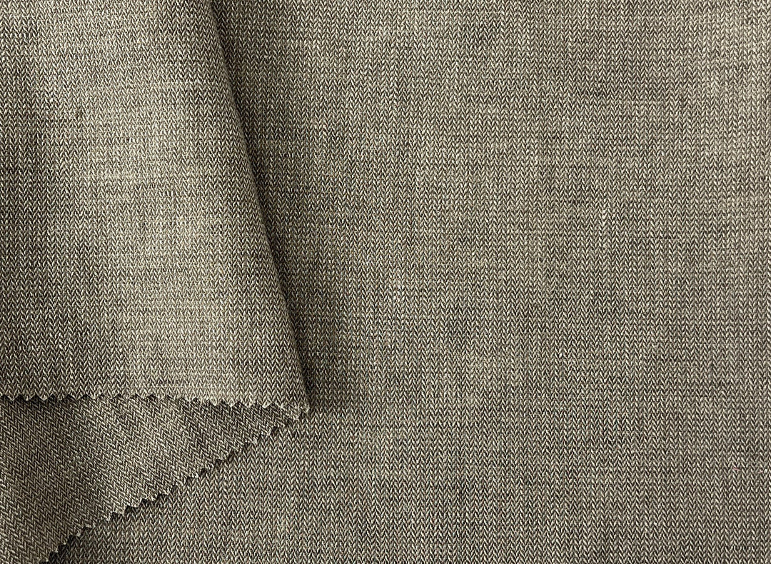 Linen Blend Fabric | Micro Herringbone Twill | Medium Weight | 51"