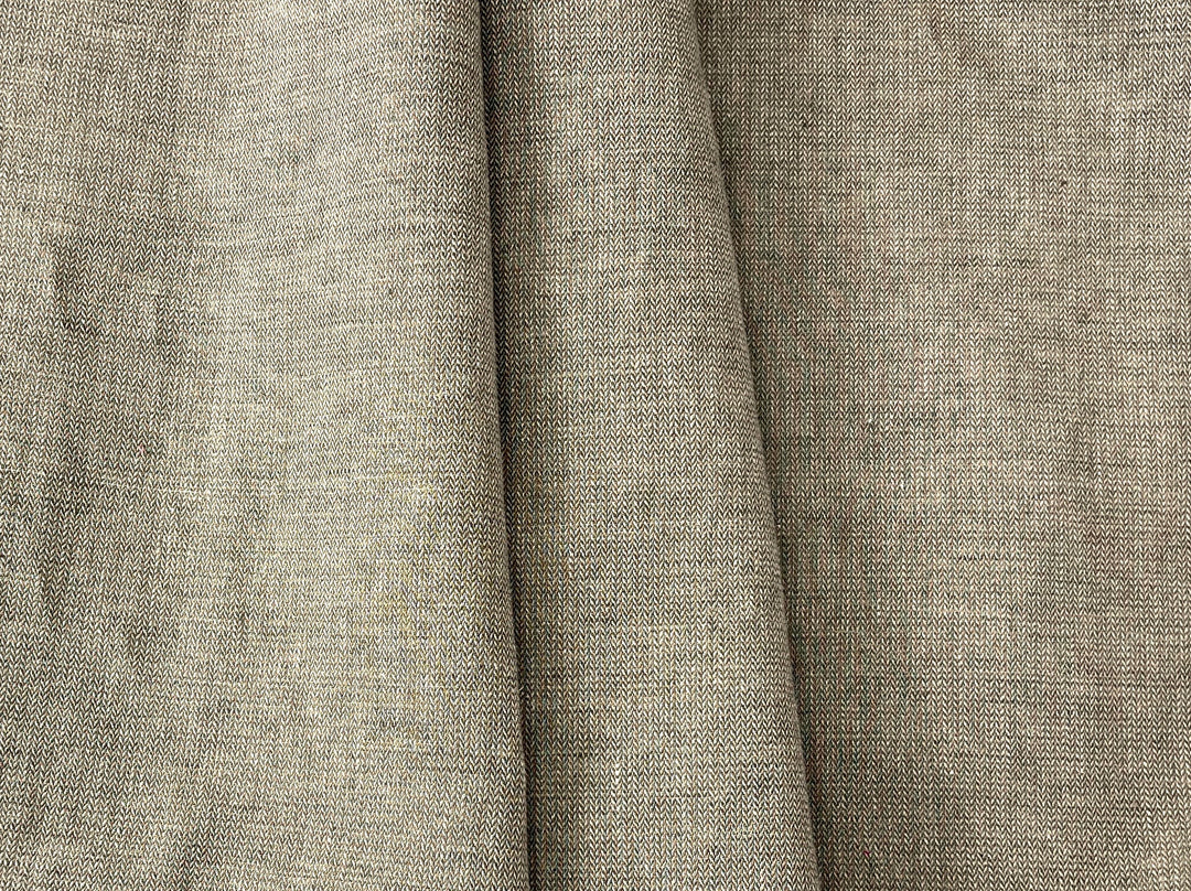 Linen Blend Fabric | Micro Herringbone Twill | Medium Weight | 51"