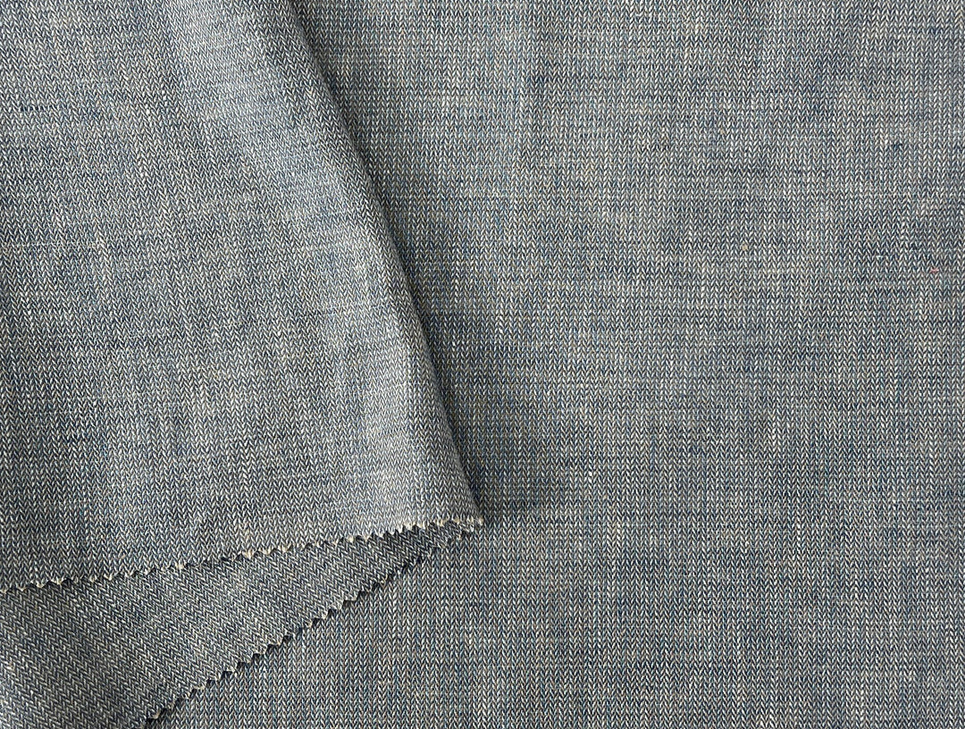 Linen Blend Fabric | Micro Herringbone Twill | Medium Weight | 51"